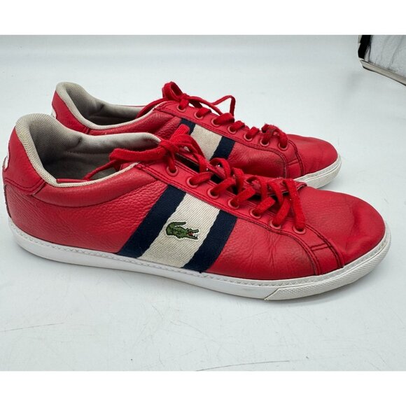 Lacoste Mens Grad Vulc 120 2 P Sneaker Size Red Leather Sneakers Size 8.5 Red - Picture 5 of 13